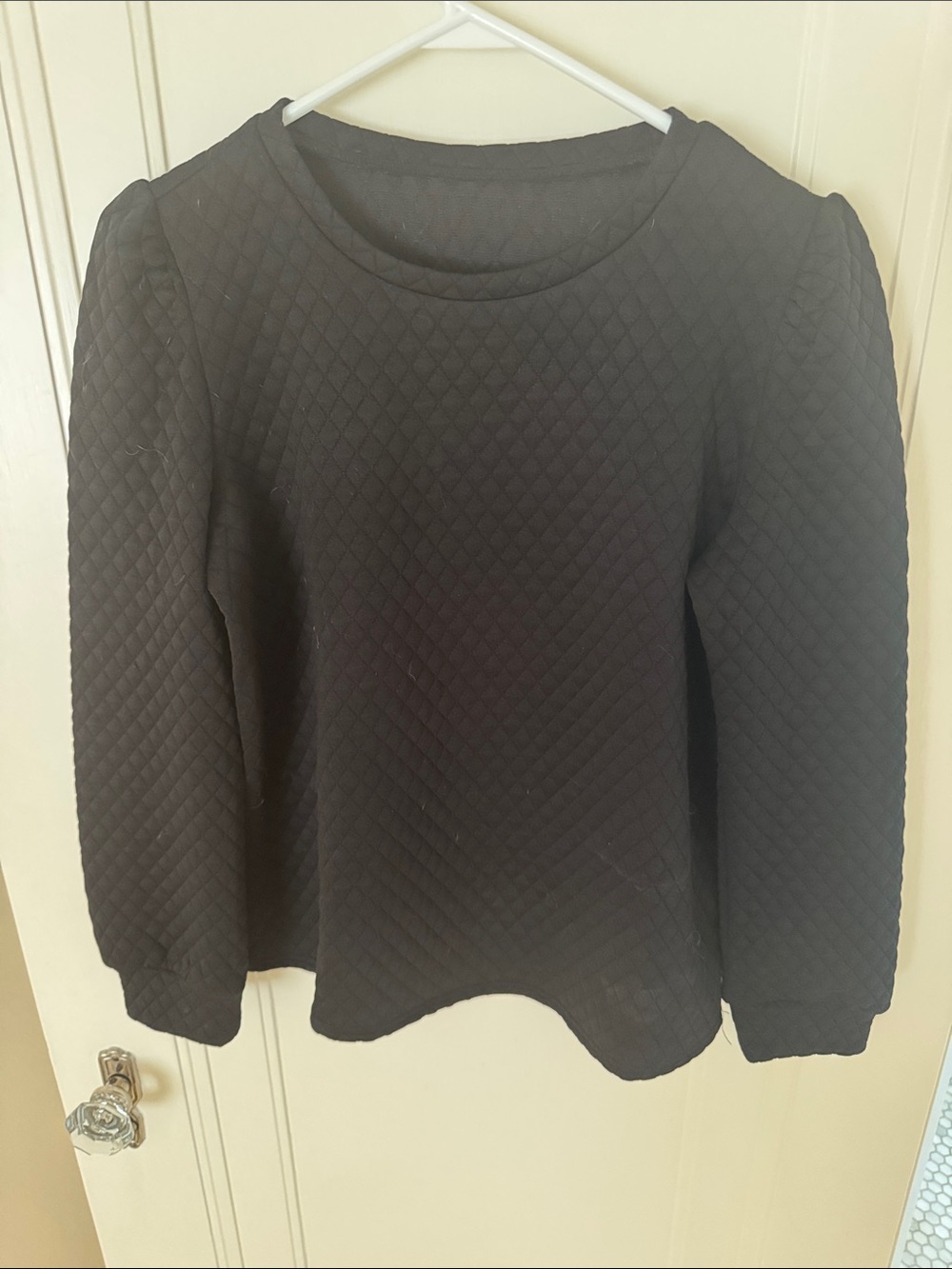 Quilted Black Long-Sleeve Women's Top